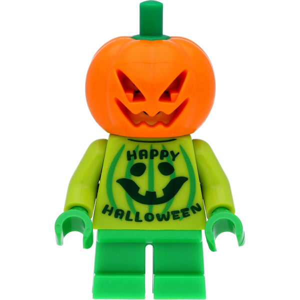 LEGO Halloween Minifigur Mädchen im Kürbis-Kostüm, kurze Beine