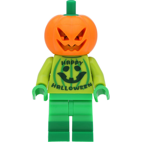 LEGO Halloween Minifigur Mädchen im Kürbis-Kostüm, lange Beine