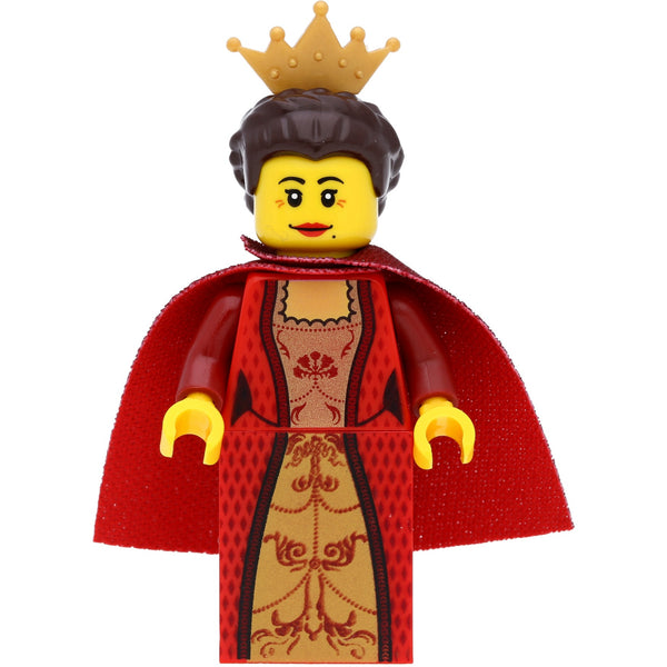 LEGO Castle Minifigur Königin mit dunkelbraunen Haaren (mit rotem Umhang)