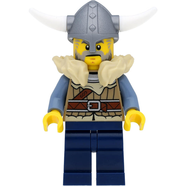 LEGO Wikinger Minifigur männlicher Krieger mit Pelzkragen und Schwert