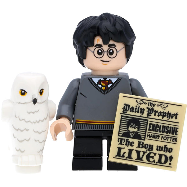 LEGO Harry Potter Minifigur Harry als Kind mit Hedwig und Tagesprophet